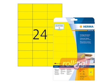 Labels Herma Special, A4, 70x37 mm, 20 sheets, yellow