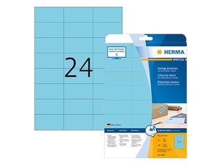 Наклейки Herma Special, A4, 70x37 мм, 20 листов, синие