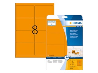 Наклейки Herma Special A4, 99.1x67.7 мм, 20 листов, неоновый оранжевые