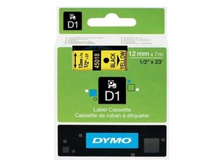 Marķēšanas lente DYMO D1, 12 mm x 7 m, melni burti uz dzeltena fona  (S0720580)