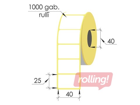 Termouzlīmes rullī, 40x25 mm, TermoTop, 1000 gab.
