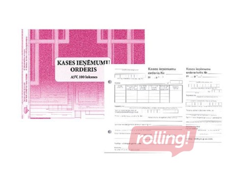 Kases ieņēmumu orderis ar noplēšamo kvīti, A5V