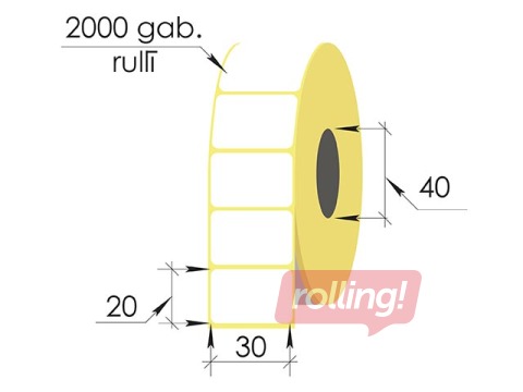 Termouzlīmes rullī, 30x20 mm, TermoTop, 2000 gab.