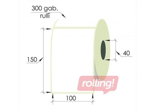 Termouzlīmes rullī, 100x150 mm, PP, 300 gab., baltas