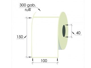 Thermal labels roll, 100x150 mm, PP, 300 pcs, white