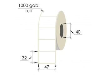 Термонаклейки в рулоне, 47x32 мм, PP, 1000 шт., белые
