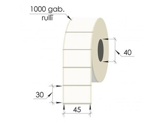 Термонаклейки в рулоне, 45x30 мм, PP, 1000 шт., прозрачные