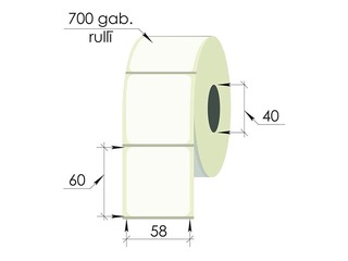 Термонаклейки в рулоне, 58x60 мм, PP, 700 шт., прозрачные