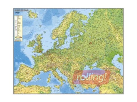 Eiropas fizioģeogrāfiskā sienas karte, 86,5 x 109 cm