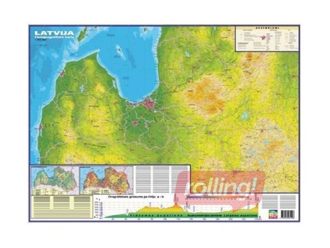 Latvijas fizioģeogrāfiskā karte, 89 x 121 cm