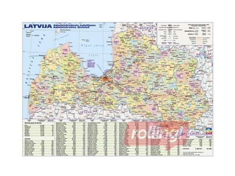 Latvijas administratīvā un fizioģeogrāfiskā karte A3 formātā