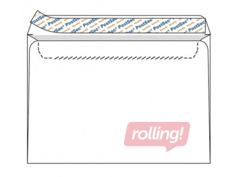 Aploksnes Postsec C5 ar aizsardzības joslu, 162 x 229 mm, 1000 gab., baltas