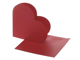 Aploksnes + sirds formas kartītes, 10 gab., sarkanas