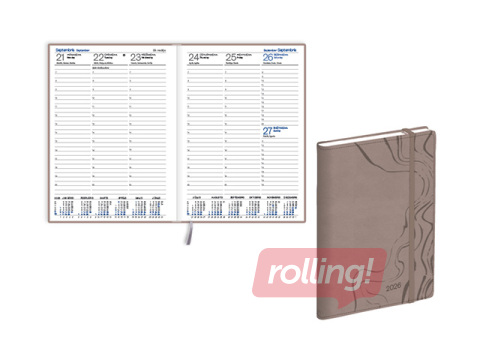 Dienasgrāmata Prestige, A5, mākslīgā āda Soft, brūna