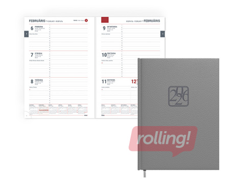 Dienasgrāmata Assistant, A5, mākslīgā āda, pelēka