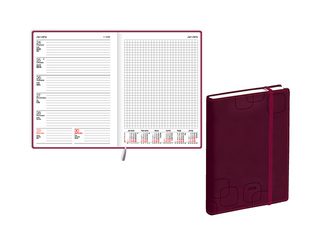 Dienasgrāmata Quadro, A5, mākslīgā āda Soft, bordo
