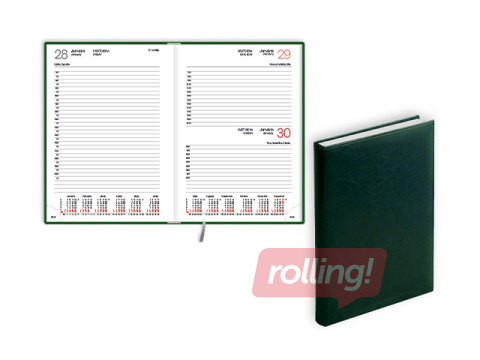 Dienasgrāmata Manager, A5, mākslīgā āda, zaļa