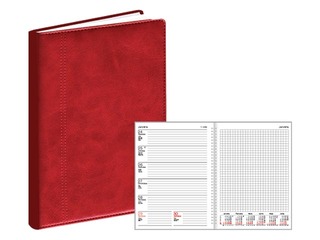 Dienasgrāmata Quadro ar spirāli, A5, mākslīgā āda, sarkana