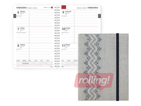 Dienasgrāmata Spirex Embroidery, A5, Linen pelēka