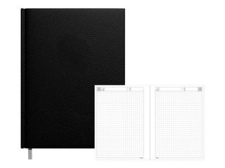 Dienasgrāmata - piezīmju bloks, 134 x 184 mm, rūtiņu lapas, melns