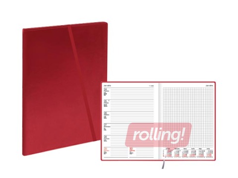 Diary Quadro Trend Red,A5, leather imitation, red