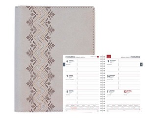 Dienasgrāmata Spirex Pattern, A5, makslīgā āda, gaiši pelēka