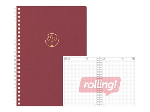 Dienasgrāmata - piezīmju bloks, Tempo Cardboard, rūtiņu, sarkans