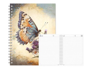 Dienasgrāmata - piezīmju bloks, Tempo Spiral, rūtiņu, Butterfly