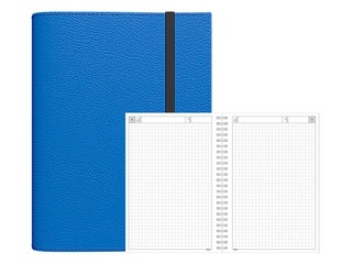 Dienasgrāmata - piezīmju bloks bez datumiem, A5 Flex, rūtiņu, zils
