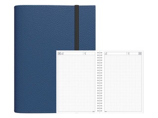 Dienasgrāmata - piezīmju bloks bez datumiem, A5 Flex, rūtiņu, tumši zils