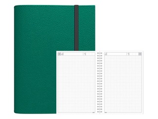 Dienasgrāmata - piezīmju bloks bez datumiem, A5 Flex, rūtiņu, tumši zaļš
