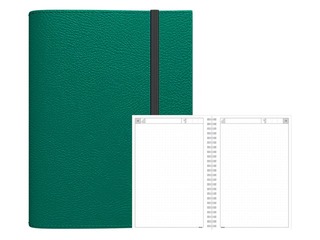 Dienasgrāmata - piezīmju bloks bez datumiem, A5 Flex, punktotas lapas, tumši zaļš