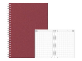 Dienasgrāmata - piezīmju bloks, A5 Cardboard, rūtiņu, sarkans