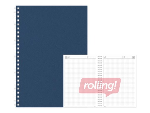 Dienasgrāmata - piezīmju bloks, A5 Cardboard, rūtiņu, zils