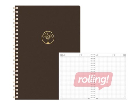 Dienasgrāmata - piezīmju bloks, Tempo Cardboard, rūtiņu, tumši brūns