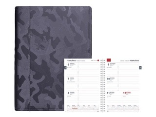Dienasgrāmata Spirex Metallic, A5, mākslīgā āda, metāliski melna