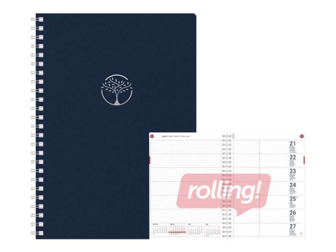 Dienasgrāmata Unika Spiral Cardboard, A5, tumši zila