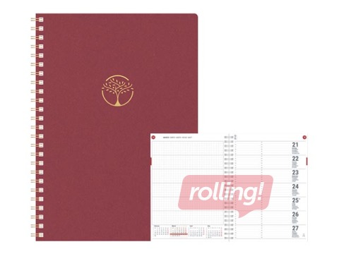 Dienasgrāmata Unika Spiral Cardboard, A5, sarkana