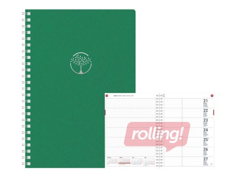 Dienasgrāmata Unika Spiral Cardboard, A5, zaļa