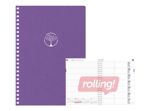 Dienasgrāmata Unika Spiral Cardboard, A5, violeta