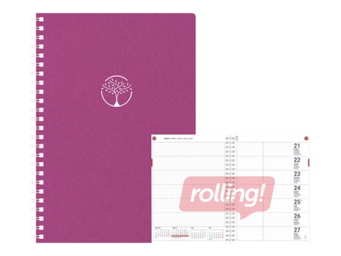 Dienasgrāmata Unika Spiral Cardboard, A5, rozā