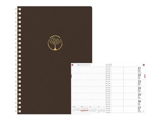 Dienasgrāmata Unika Spiral Cardboard, A5, tumši brūna