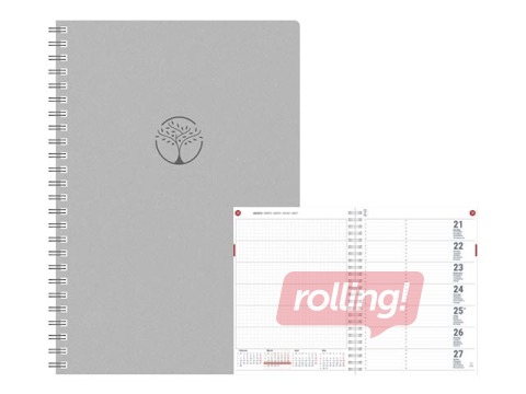 Dienasgrāmata Unika Spiral Cardboard, A5, gaiši pelēka