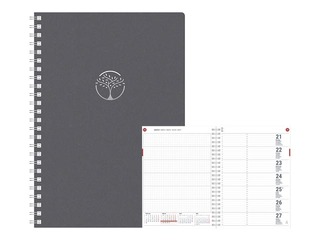 Dienasgrāmata Unika Spiral Cardboard, A5, tumši pelēka