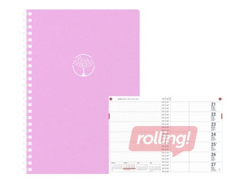 Dienasgrāmata Unika Spiral Cardboard, A5, gaiši rozā