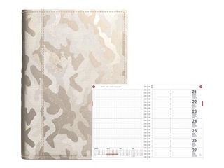 Dienasgrāmata Unika Metallic, A5, mākslīgā āda, metāliski bēša