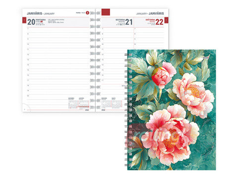 Dienasgrāmata Tempo Spiral Design Diena, Coral Sunset