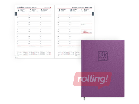 Dienasgrāmata VIP, A4, mākslīgā āda, ceriņkrāsas