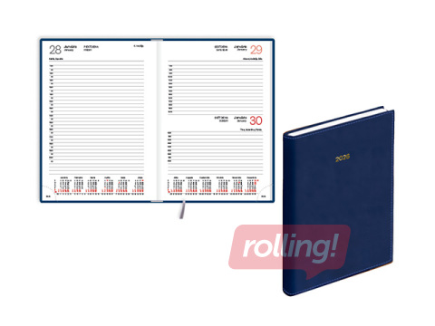 Dienasgrāmata Manager, A5, mākslīgā āda ar faktūru, tumši zila