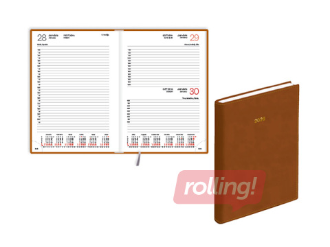 Dienasgrāmata Manager, A5, mākslīgā āda ar faktūru, brūna